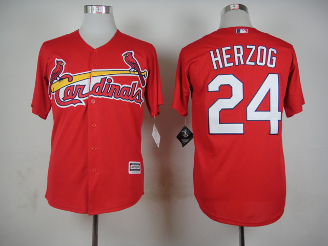 Men St. Louis Cardinals #24 Herzog Red MLB Jerseys->->MLB Jersey